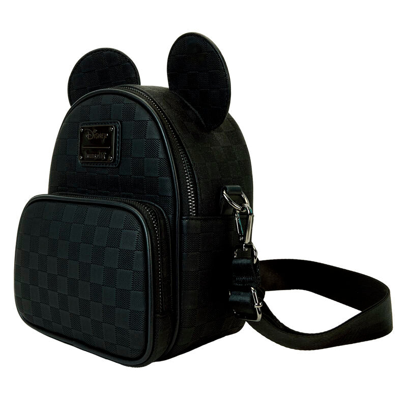 Mochila bolso negra de Mickey Disney Loungefly con orejas y estampado de cuadros - 4