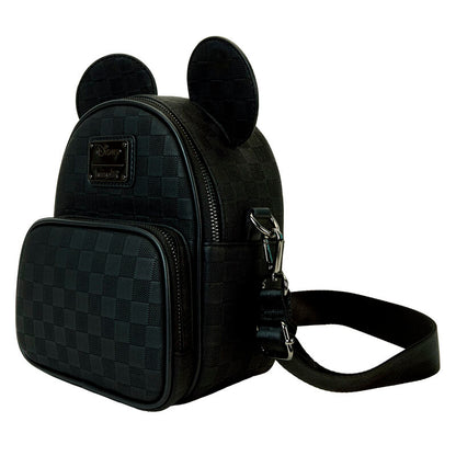Mochila bolso negra de Mickey Disney Loungefly con orejas y estampado de cuadros - 4