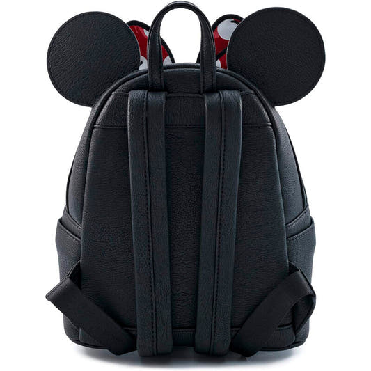 Mochila negra Minnie Bow de Disney Loungefly con lazo rojo de lunares - 2