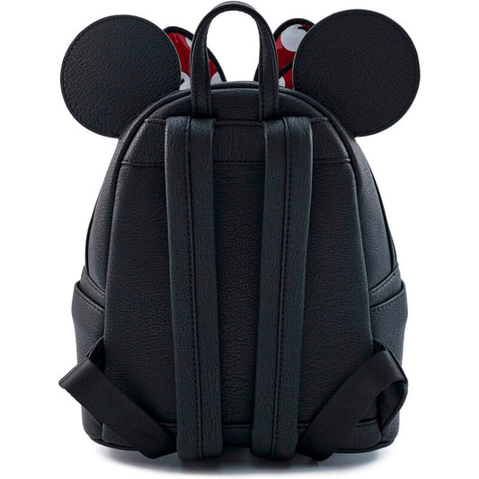 Mochila negra Minnie Bow de Disney Loungefly con lazo rojo de lunares - 2