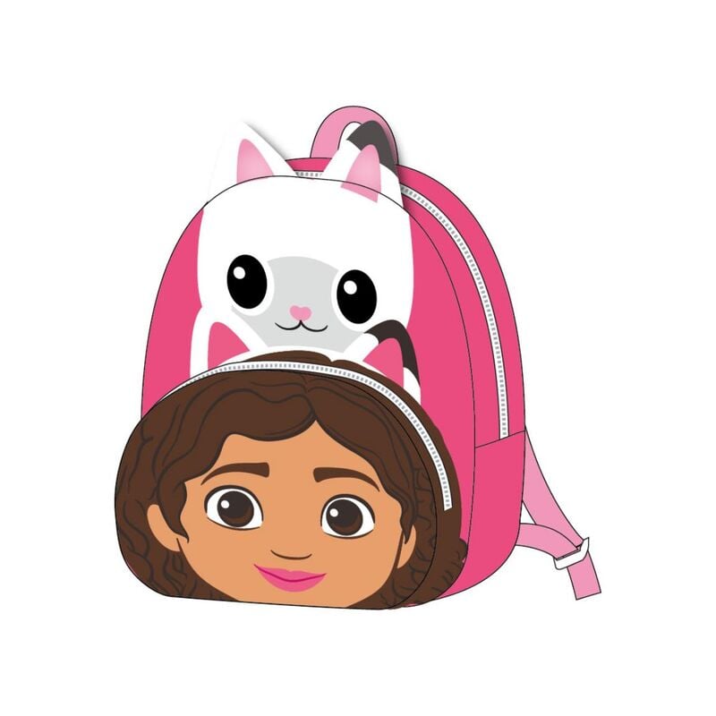 Mochila rosa de La Casa de Muñecas de Gabby con Gabby y su gato