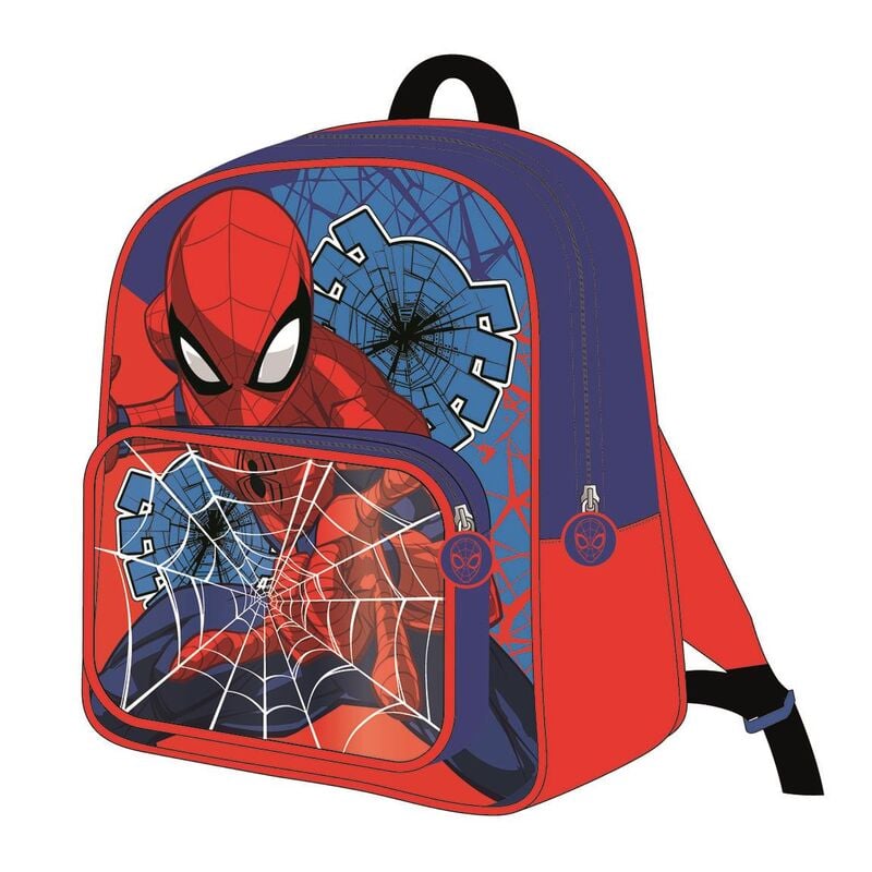 Mochila escolar azul y roja de Spider-Man Marvel con bolsillo frontal