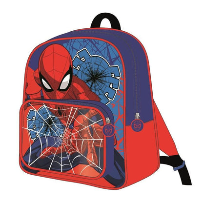 Mochila escolar azul y roja de Spider-Man Marvel con bolsillo frontal