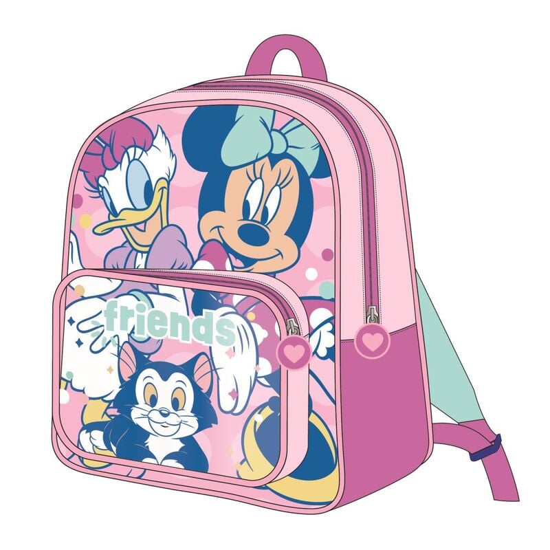 Mochila escolar rosa de Minnie Disney con bolsillo frontal