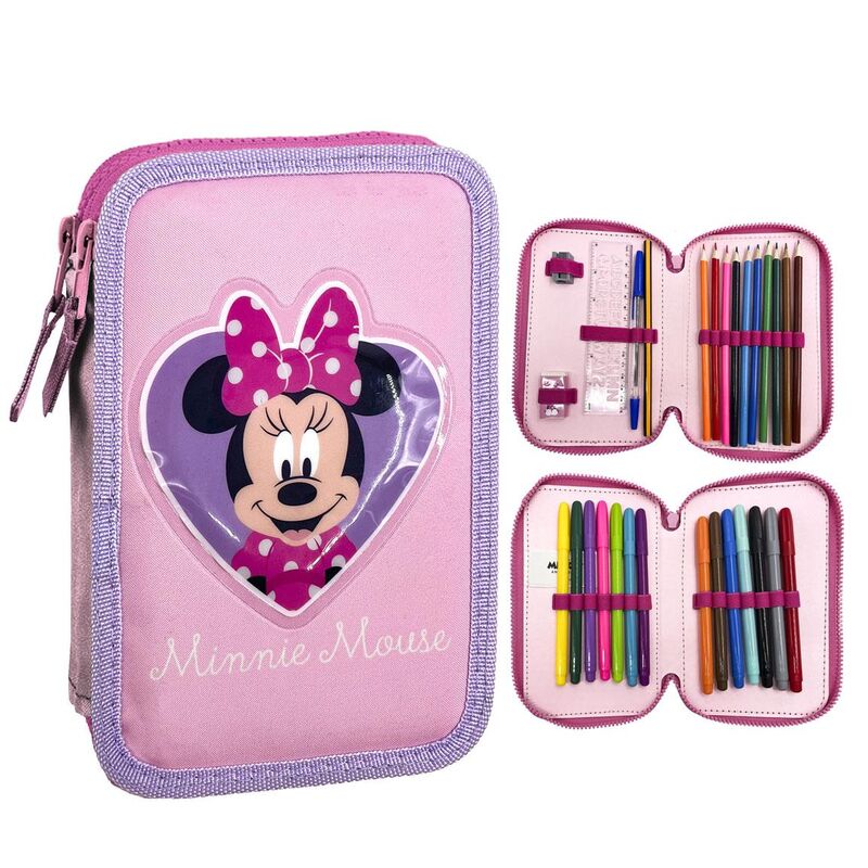 Plumier doble completo rosa de Minnie Disney CERDÁ