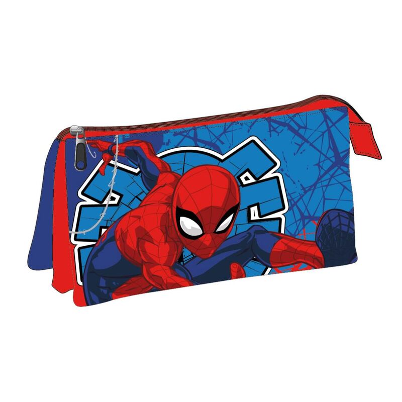 Portatodo triple Spider-Man Marvel en rojo y azul