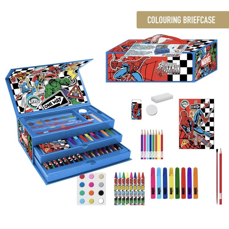 Maletín de papelería coloreable Marvel Los Vengadores con materiales de dibujo