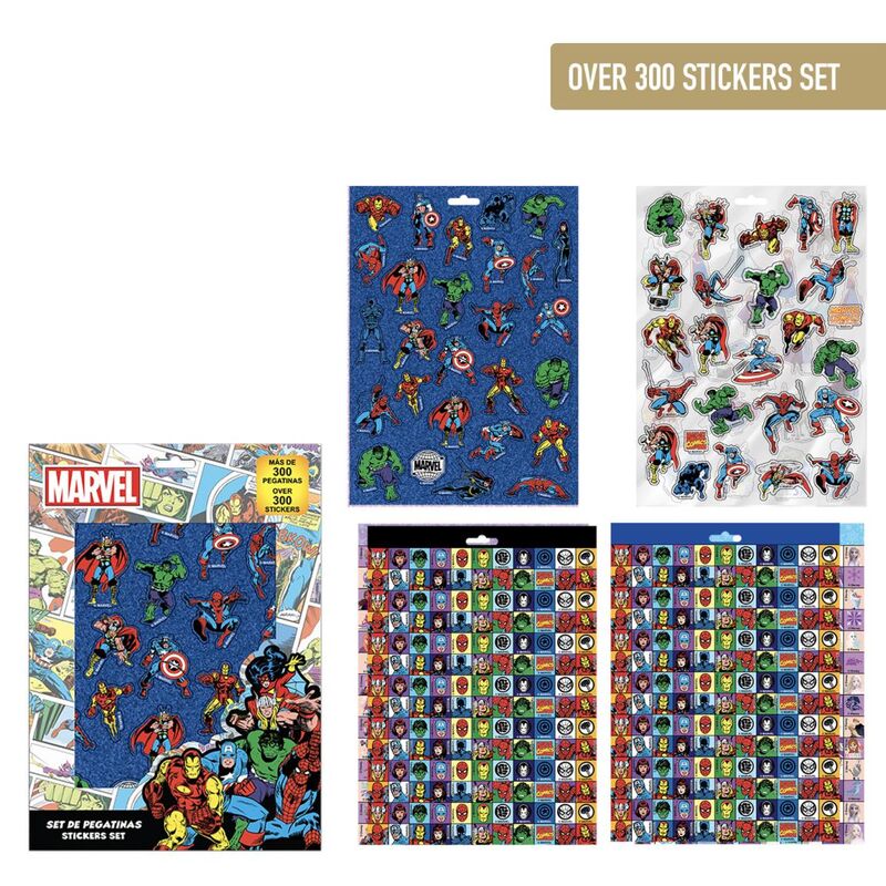 Set de más de 300 pegatinas Marvel con personajes y emblemas de superhéroes