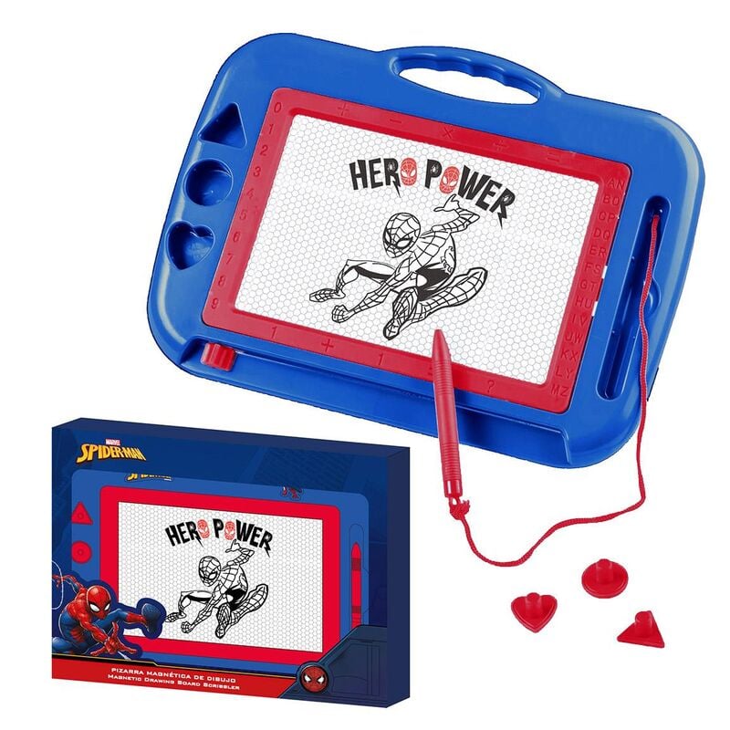 Pizarra magnética de dibujo Spider-Man Marvel azul y roja con lápiz
