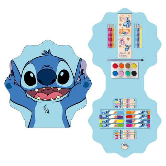 Set coloreable Stitch Disney con lápices, pinturas y pincel
