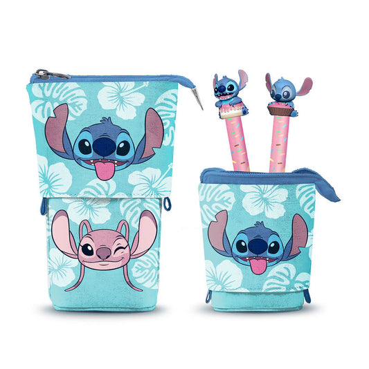 Portatodo Stitch Disney turquesa con dos bolígrafos borrables