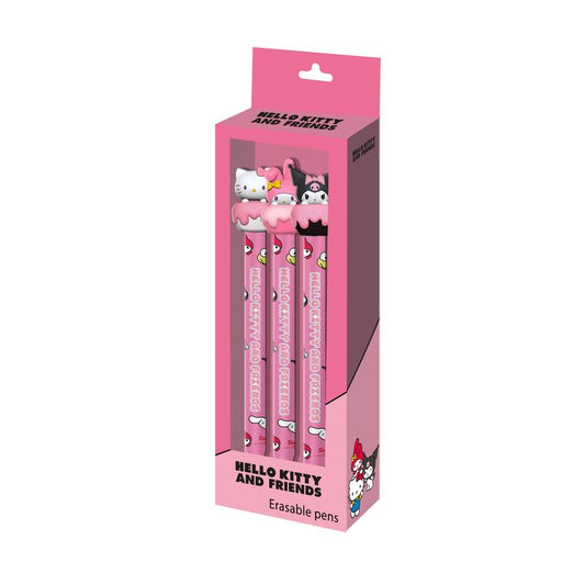 Pack de 3 bolígrafos de gel borrables Hello Kitty and Friends