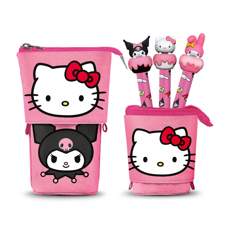 Portatodo rosa Hello Kitty con tres bolígrafos borrables