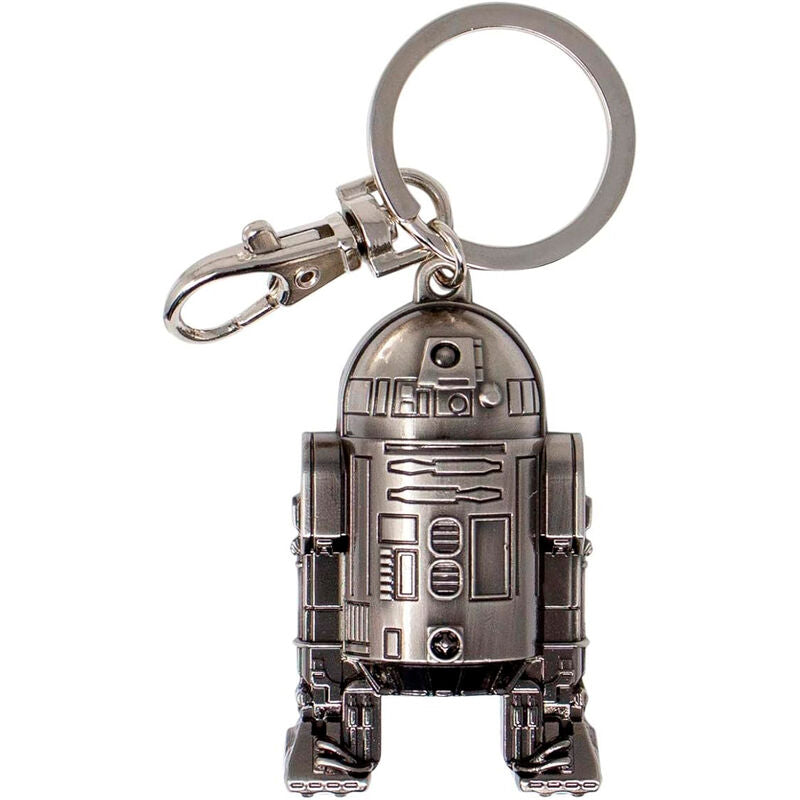 Llavero plateado de R2-D2 de Star Wars con anilla y mosquetón