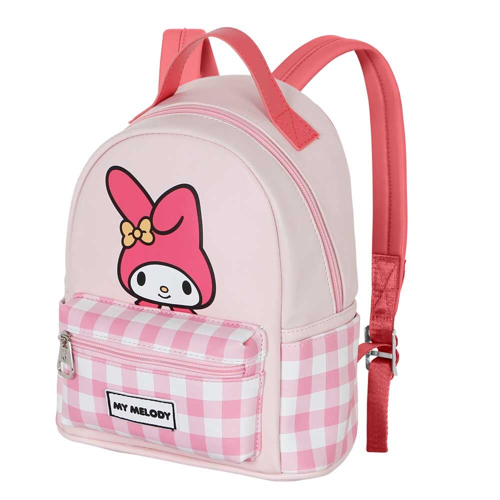 Mochila rosa de My Melody con bolsillo frontal de cuadros - 3