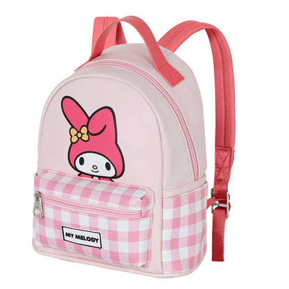 Mochila rosa de My Melody con bolsillo frontal de cuadros - 3