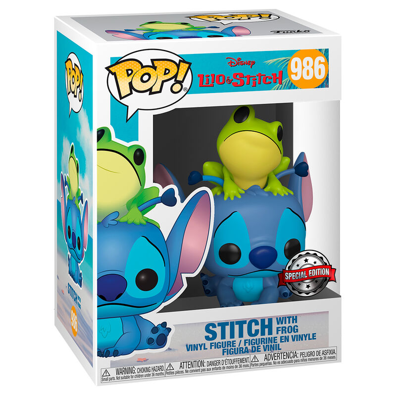 Figura Funko POP! de Stitch con una rana verde sobre la cabeza - 2