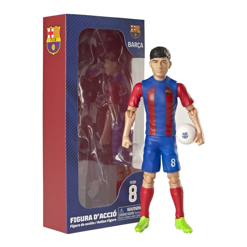 Figura articulada de Pedri con la equipación del FC Barcelona y una pelota
