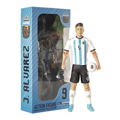Figura articulada de Julián Álvarez con la camiseta de Argentina y un balón