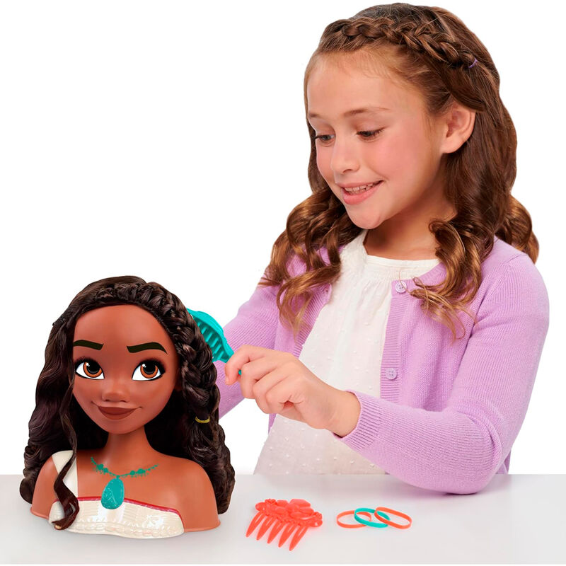 Busto de peinados de Vaiana Moana 2 Disney con cabello largo oscuro - 6