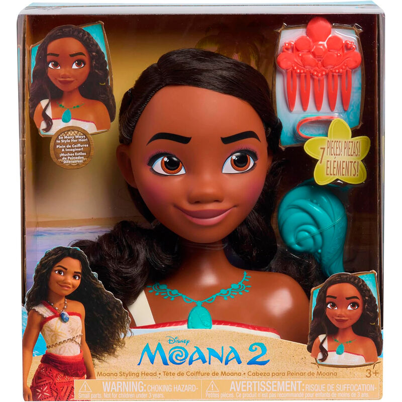 Busto de peinados de Vaiana Moana 2 Disney con cabello largo oscuro - 4