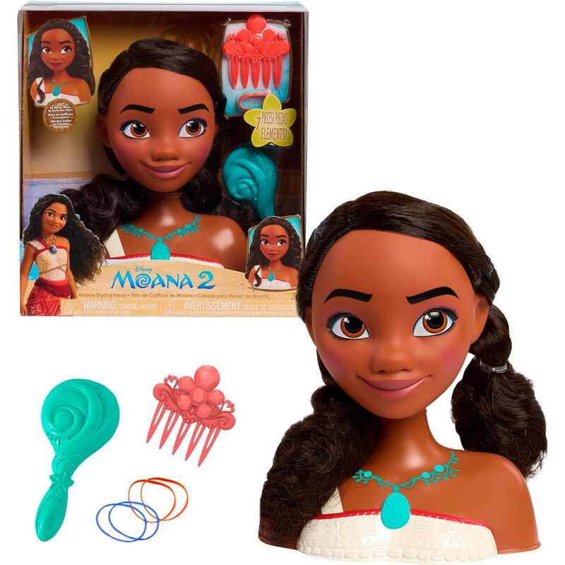 Busto de peinados de Vaiana Moana 2 Disney con cabello largo oscuro - 2