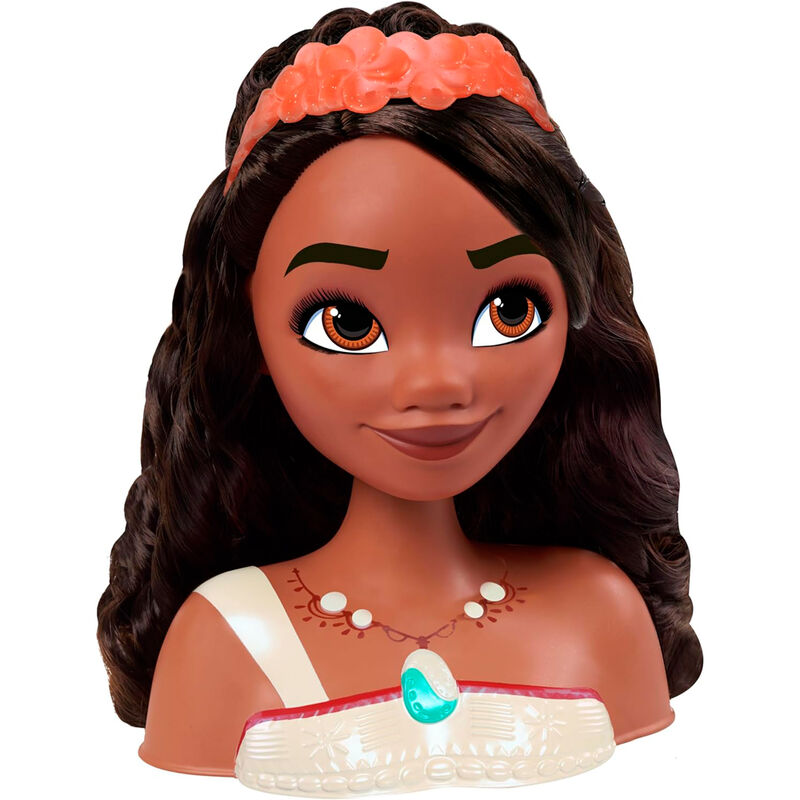 Busto de peinados de Vaiana Moana 2 Disney con cabello largo oscuro - 3