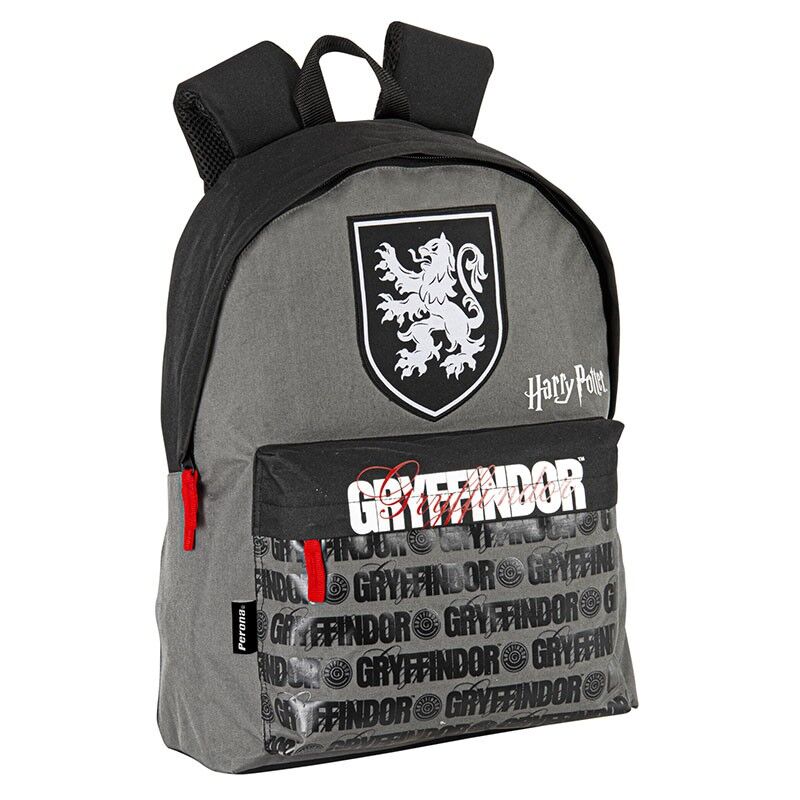 Mochila gris y negra Harry Potter Gryffindor con bolsillo frontal - 2