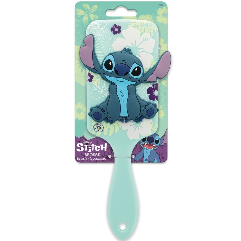 Cepillo de pelo 3D Stitch Disney de silicona en color verde agua