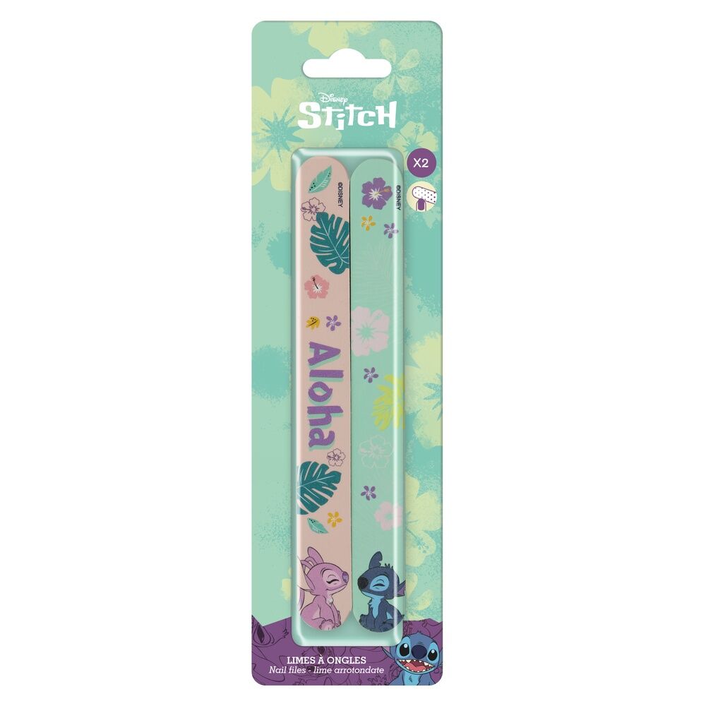 Set de dos limas de uñas Disney Stitch con diseño floral