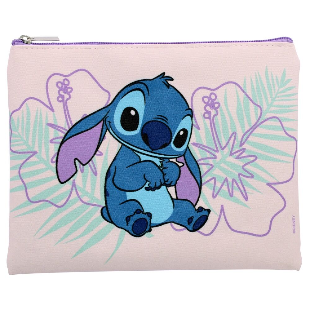Neceser Disney Stitch rosa con estampado tropical y cremallera lila - 2