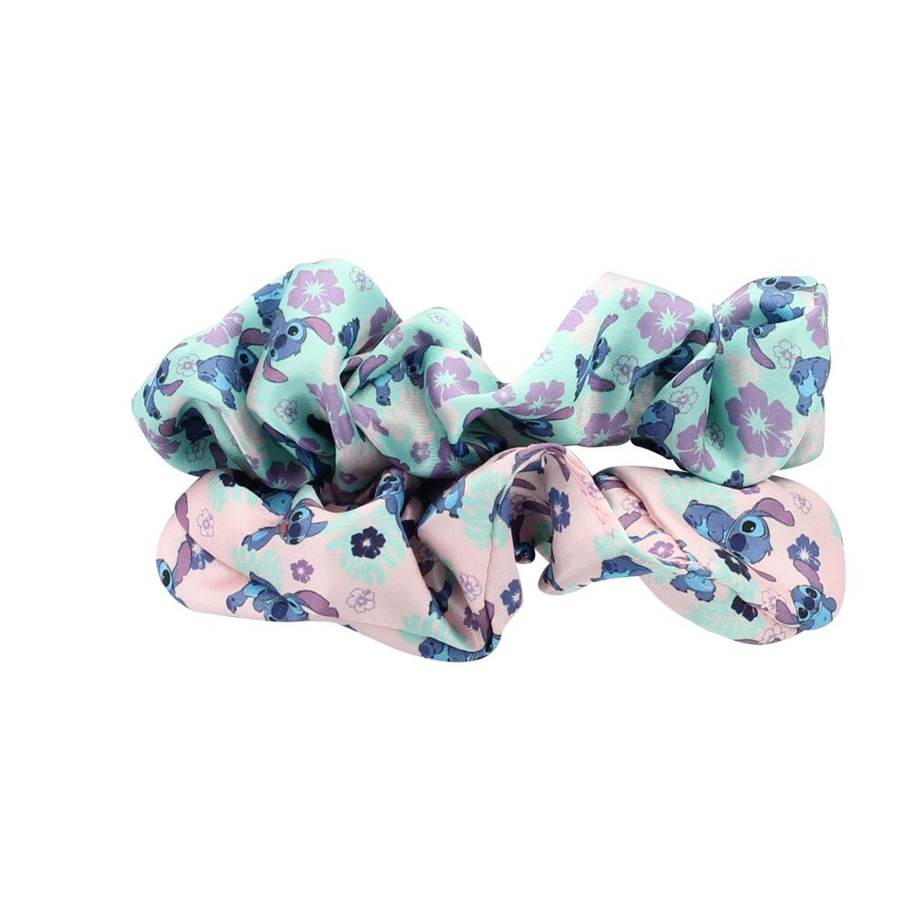 Pack de dos coleteros satinados de Stitch Disney con estampado floral - 2