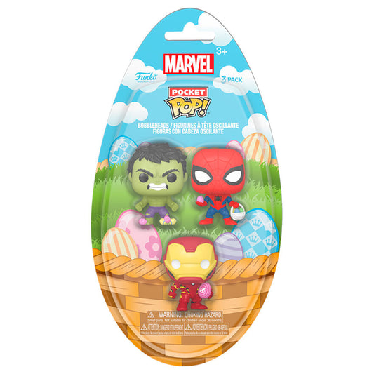 Blíster Funko Pocket POP! Marvel con Spider-Man, Hulk e Iron Man de Pascua