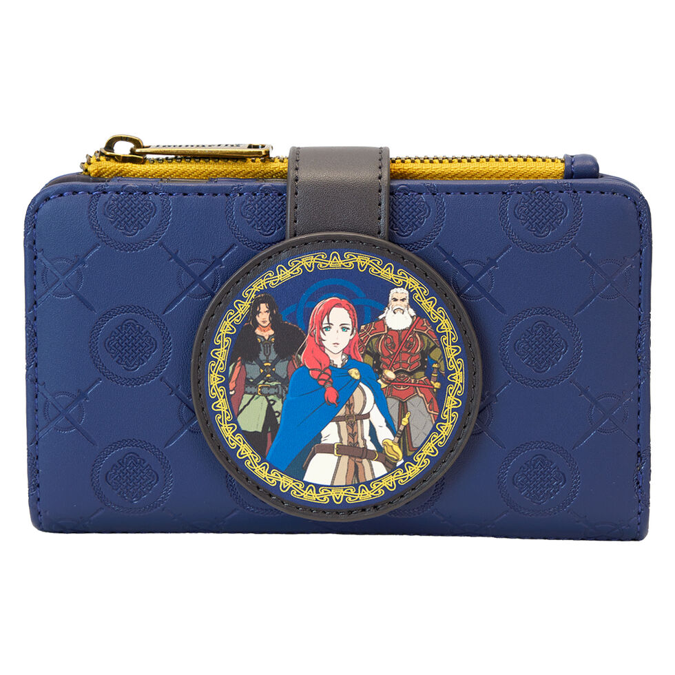 Cartera Loungefly azul de La Guerra de los Rohirrim con medallón frontal
