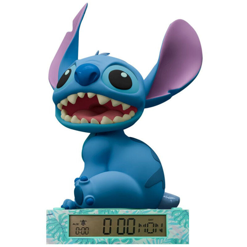 Lámpara 3D azul de Stitch Disney con despertador digital