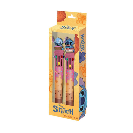 Blíster con dos bolígrafos de 10 colores de Stitch Disney