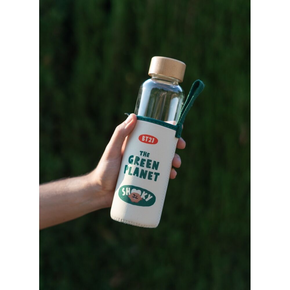Botella de cristal Shooky BT21 de 500 ml con funda ilustrada - 5