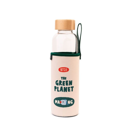 Botella de cristal BT21 Mang de 500 ml con funda ilustrada