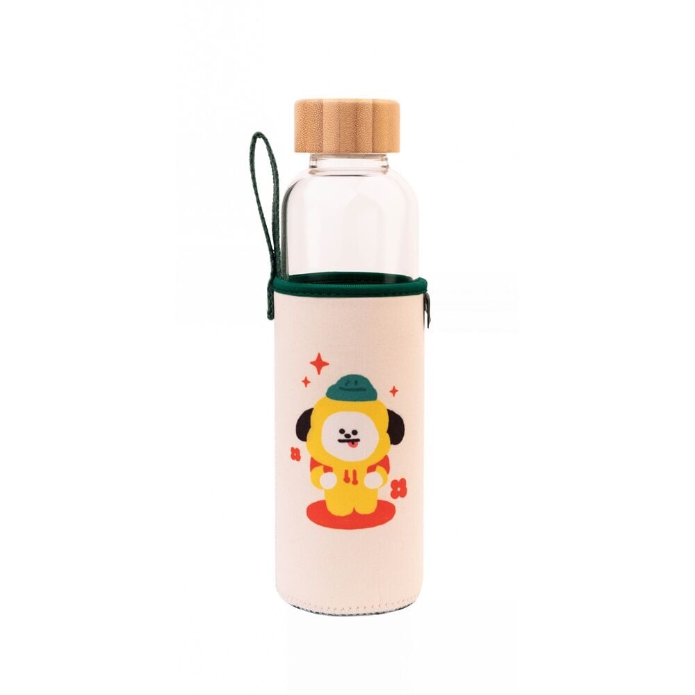 Botella de cristal Chimmy BT21 con funda ilustrada y asa - 2