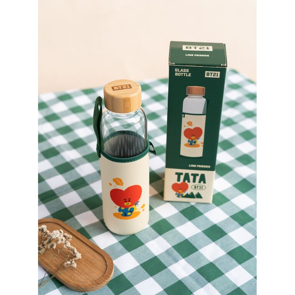 Botella de cristal Tata BT21 con funda de neopreno y tapón de bambú - 2