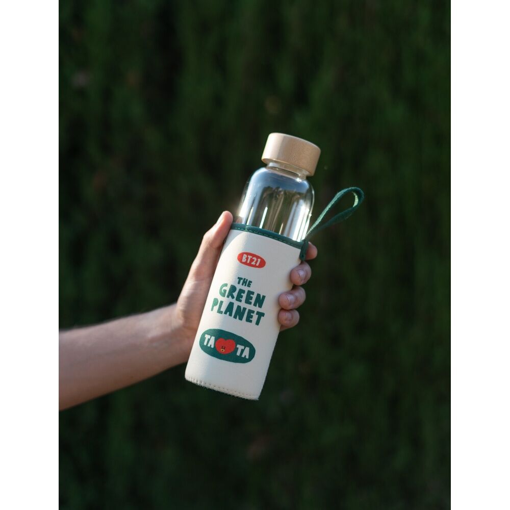 Botella de cristal Tata BT21 con funda de neopreno y tapón de bambú - 7