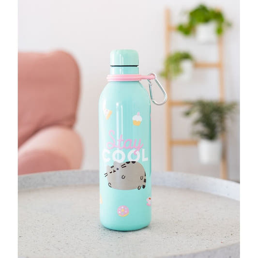 Botella Pusheen Foodie verde menta de acero inoxidable con mosquetón - 3