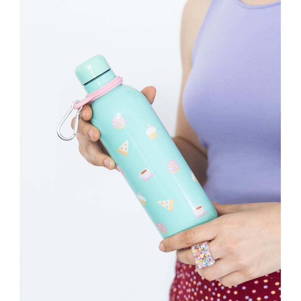 Botella Pusheen Foodie verde menta de acero inoxidable con mosquetón - 7