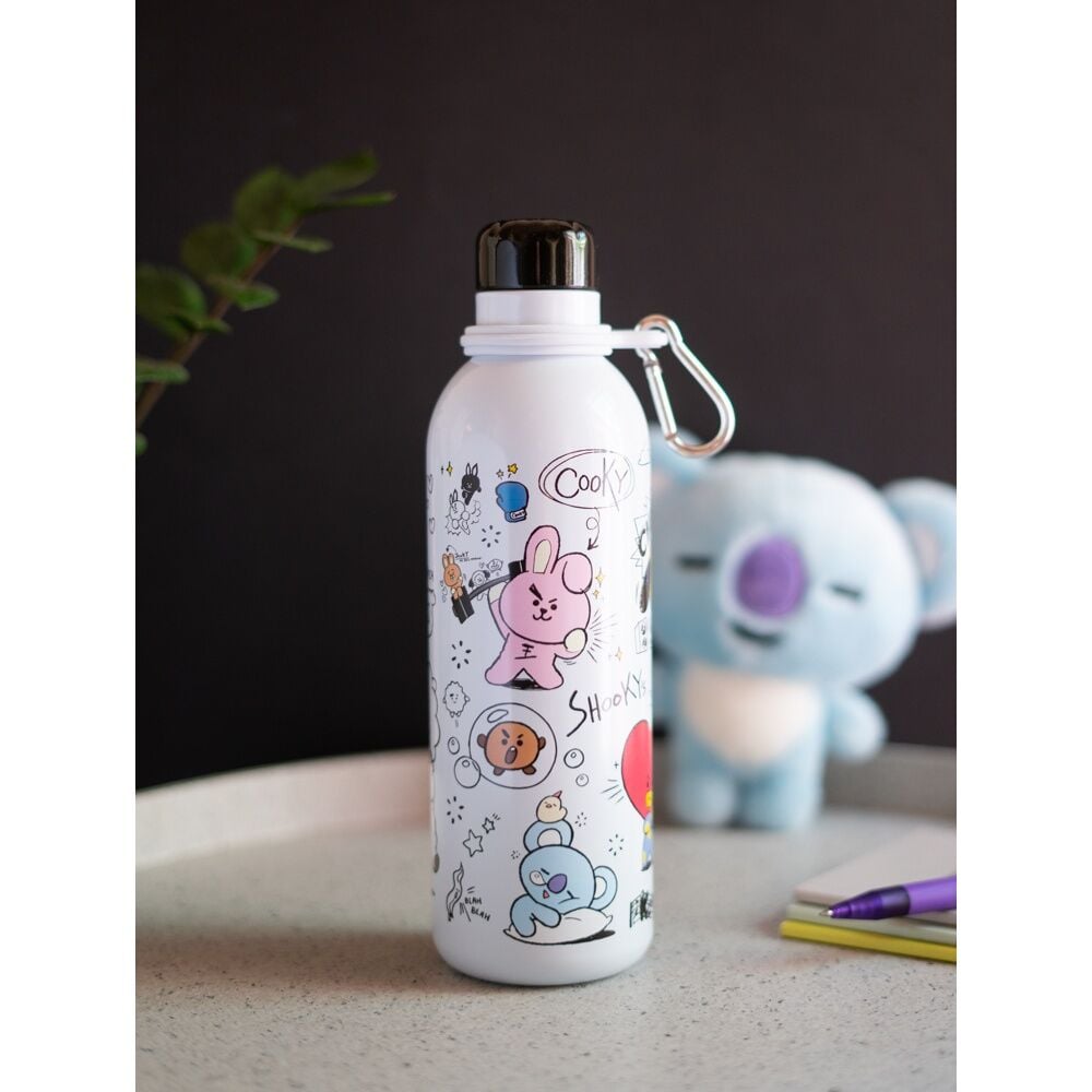 Botella BT21 blanca de acero inoxidable con diseño de Chimmy - 6