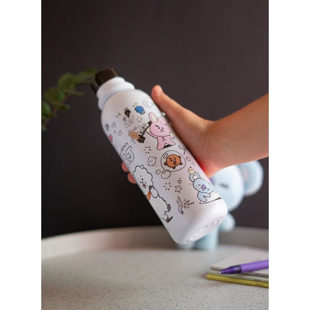 Botella BT21 blanca de acero inoxidable con diseño de Chimmy - 8