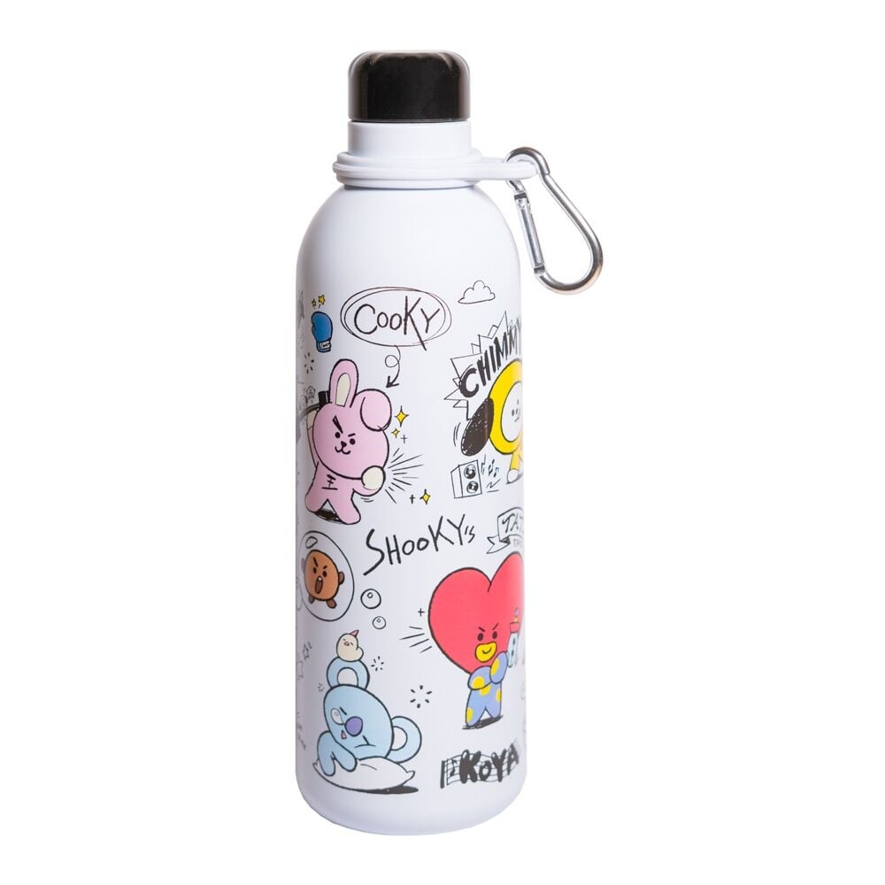 Botella BT21 blanca de acero inoxidable con diseño de Chimmy - 3