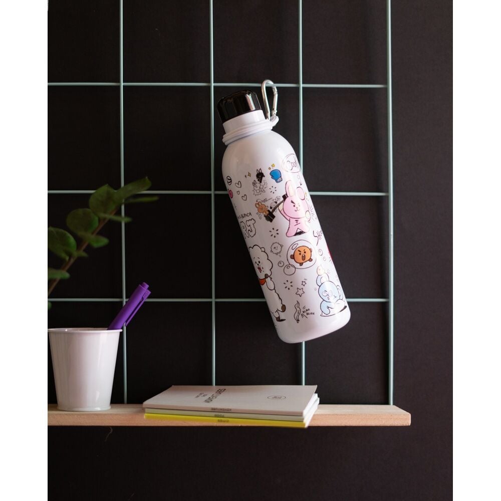 Botella BT21 blanca de acero inoxidable con diseño de Chimmy - 9
