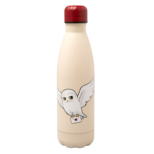 Botella de acero inoxidable de Hedwig de Harry Potter con tapón rojo
