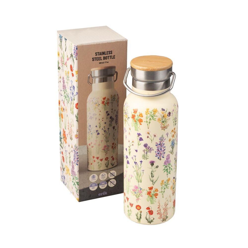 Botella ERIK Wild Flowers de acero inoxidable con estampado floral - 2
