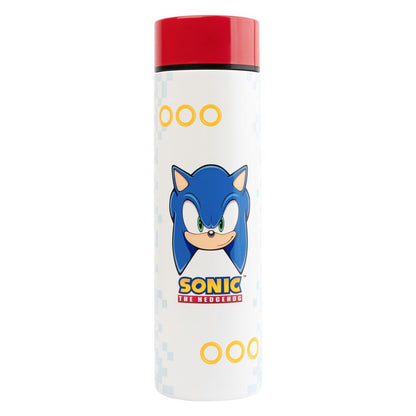 Botella de acero inoxidable Sonic the Hedgehog de 420 ml, blanca con tapa roja - 2